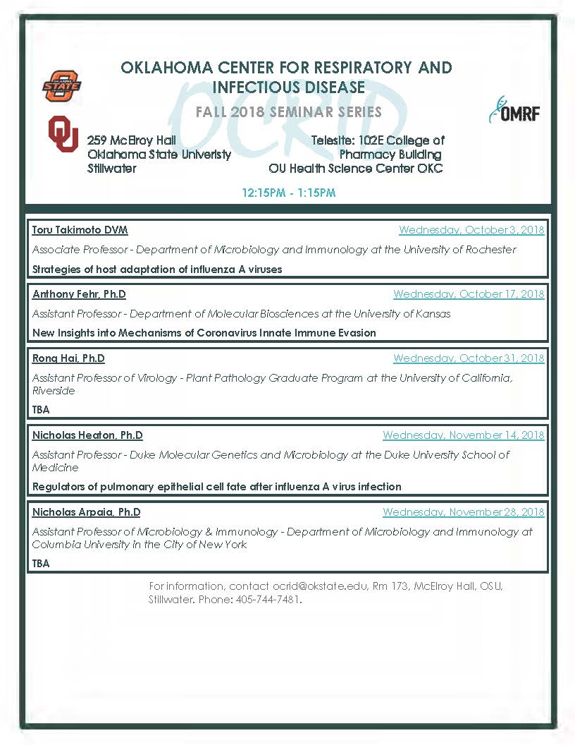 fall 18 seminar schedule