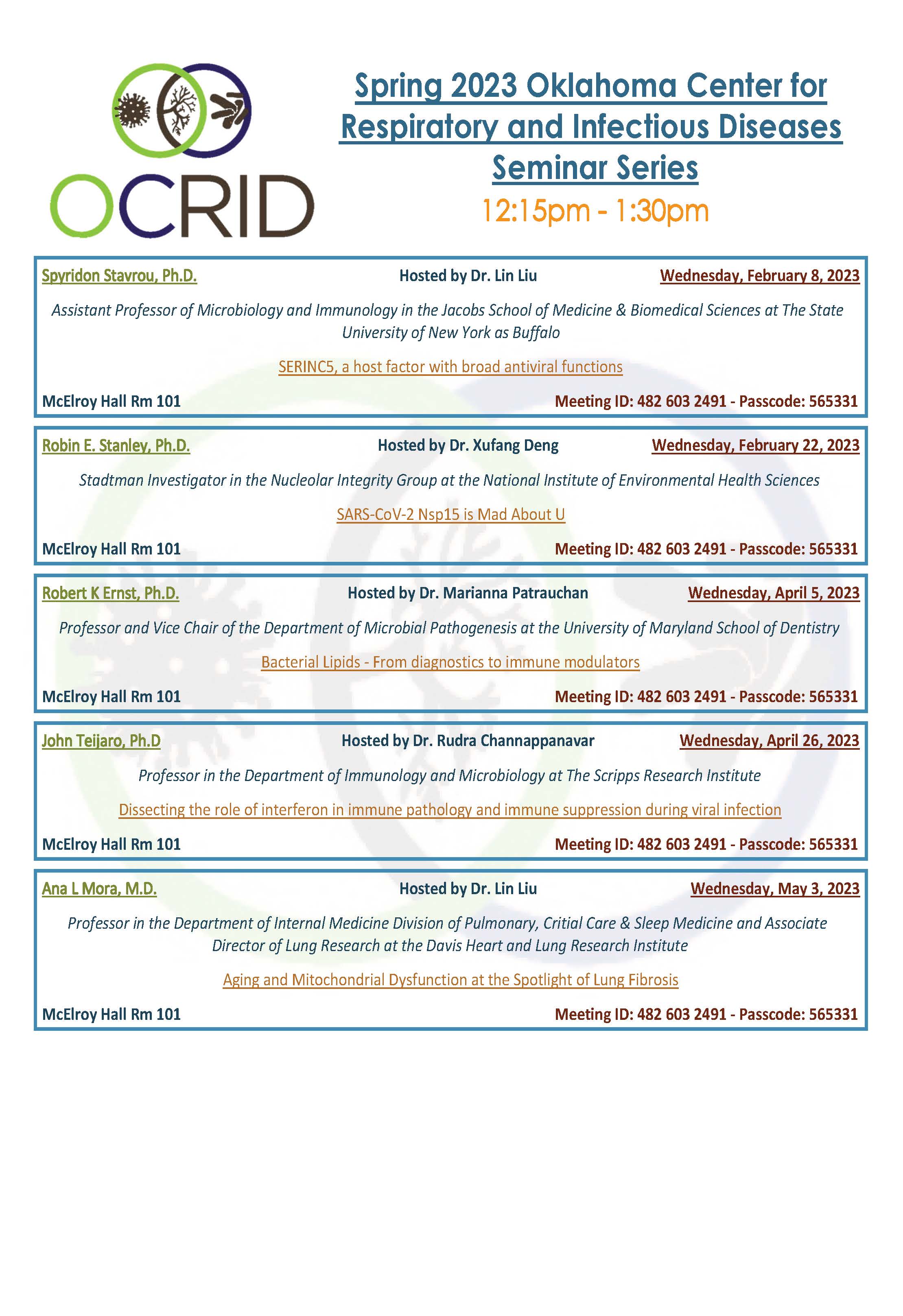 OCRID Spring Seminar Series 2023 Please Click for Readable PDF