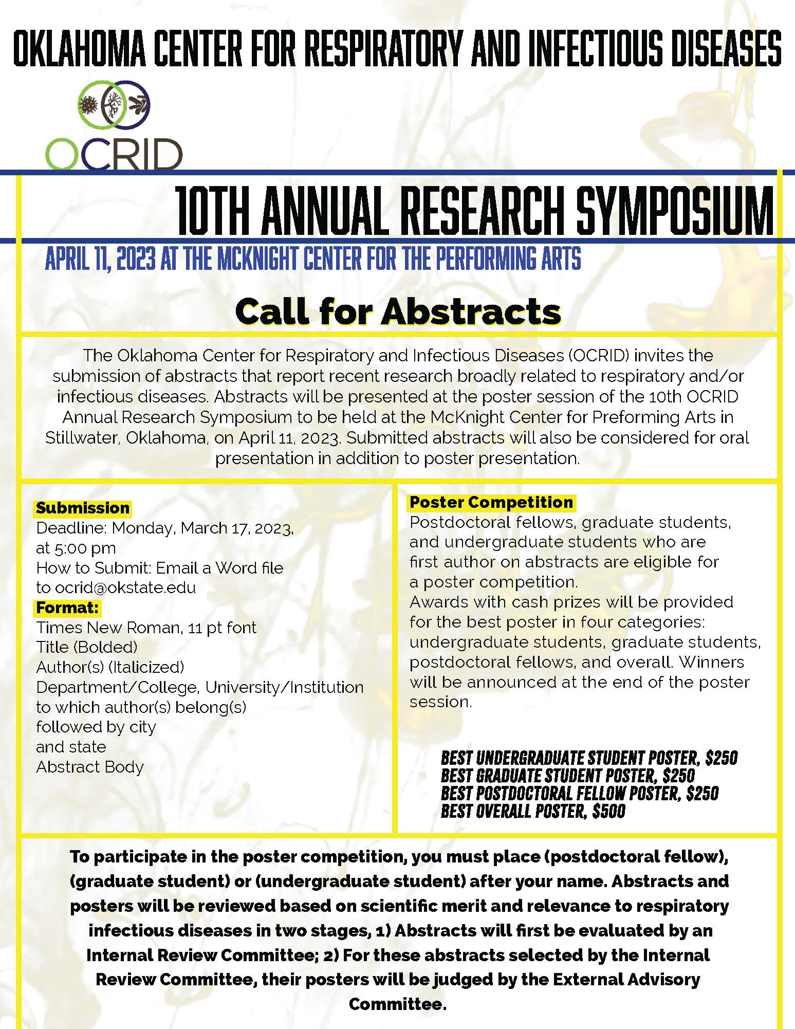 OCRID 10th Annual Research Symposium Call for Abstracts