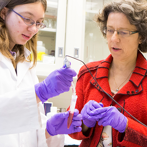 Dr. Lacombe and student in the lab